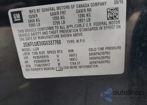 2016 GMC Terrain Slt from USA, damaged, VIN 2GKFLUE30G6337768